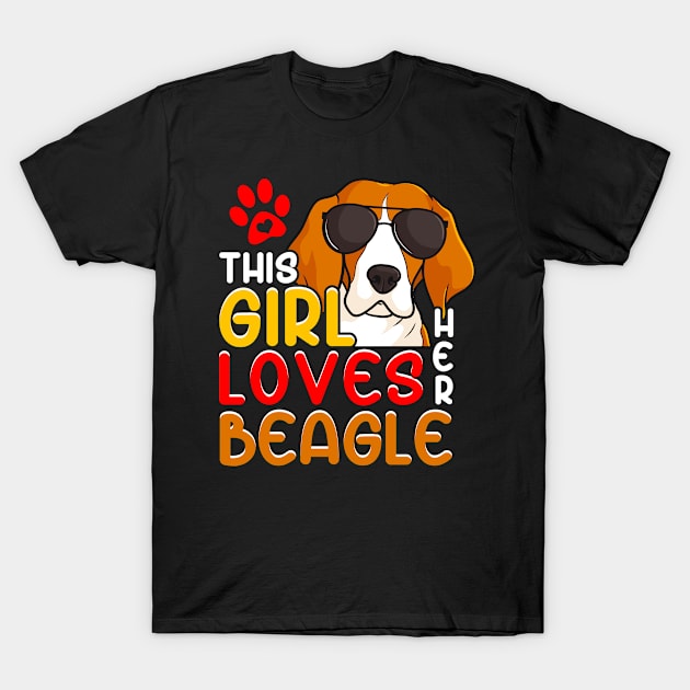 This Girl Loves Her Beagle Beagle Gifts for Beagle Lovers T-Shirt by Beautiful Butterflies by Anastasia